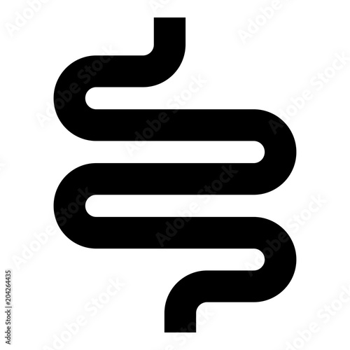 Intestine or bowels icon black color illustration flat style simple image
