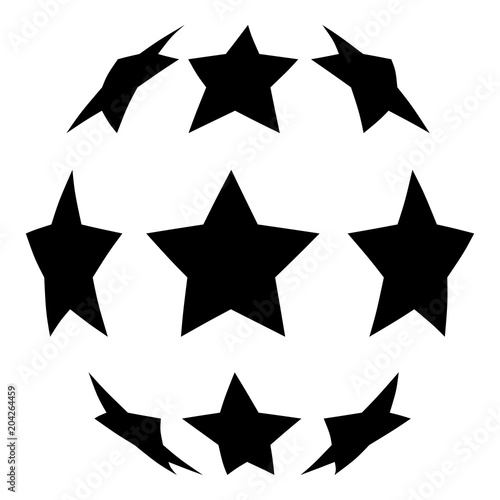 Stars in shape of soccer ball icon black color illustration flat style simple image