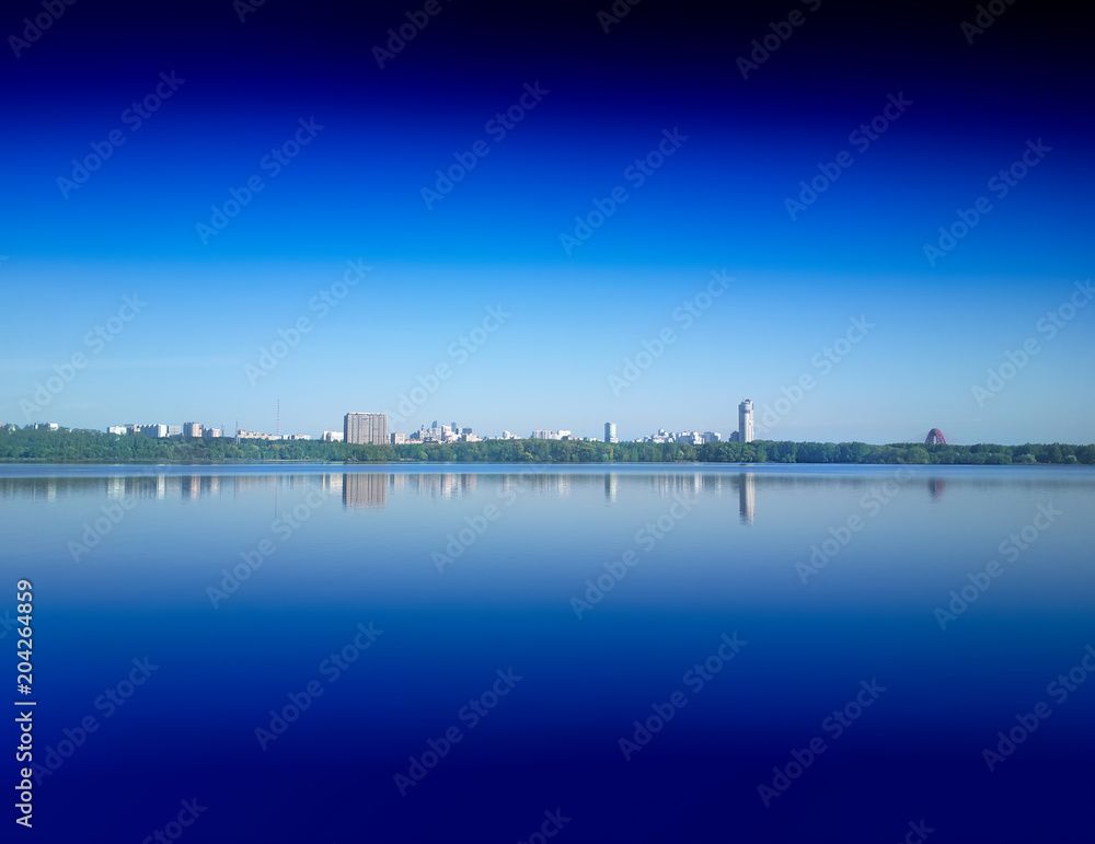Moscow river city line background