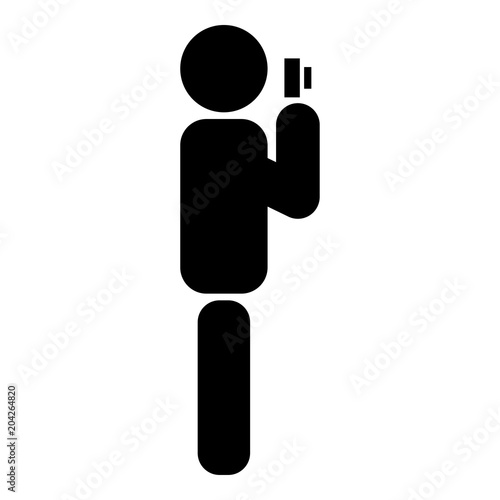 Photographer stick icon black color illustration flat style simple image