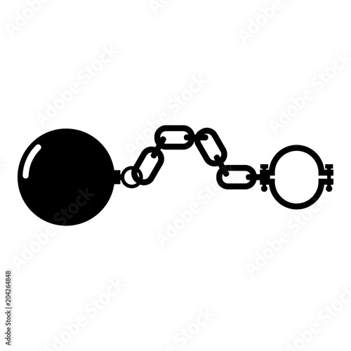 Shackles with ball icon black color illustration flat style simple image