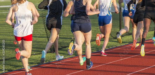 High school girls racing the mile