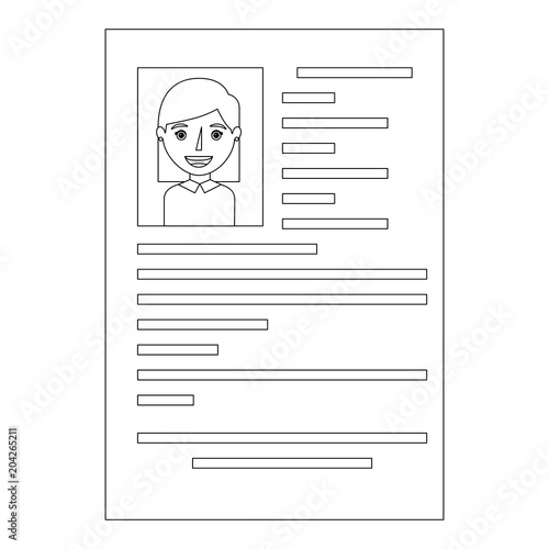 curriculum vitae with photo of woman isolated icon vector illustration design