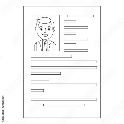 curriculum vitae with photo of man isolated icon vector illustration design