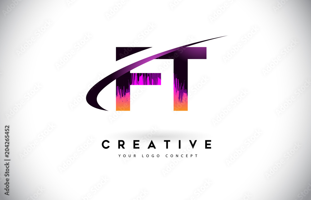 FT F T Grunge Letter Logo with Purple Vibrant Colors Design. Creative grunge vintage Letters Vector Logo FT F T Grunge Letter Logo with Purple Vibrant Colors Design. Creative grunge vintage Letters Vector Logo