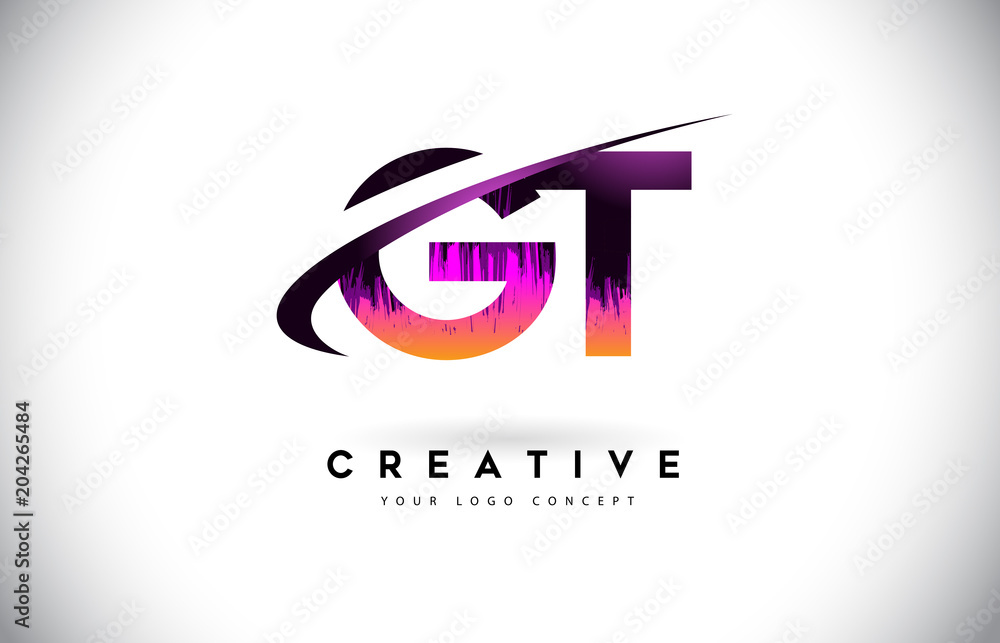 GT G T Grunge Letter Logo with Purple Vibrant Colors Design. Creative grunge vintage Letters Vector Logo GT G T Grunge Letter Logo with Purple Vibrant Colors Design. Creative grunge vintage Letters Vector Logo