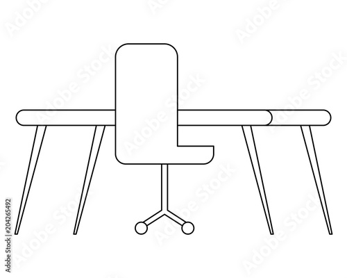 office chair with desk isolated icon vector illustration design