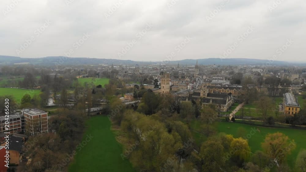 Aerial view of cityscape of Oxford, university city in England - Oxfordshire, United Kingdom from above, 4k UHD Aerial view of cityscape of Oxford, university city in England - Oxfordshire, United Kingdom from above, 4k UHD