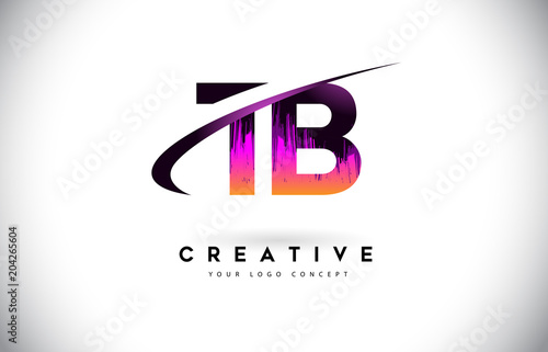 TB T B Grunge Letter Logo with Purple Vibrant Colors Design. Creative grunge vintage Letters Vector Logo