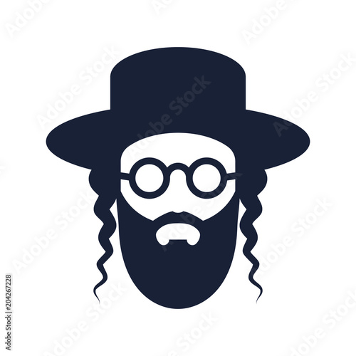 Bearded Jew with a hat and sunglasses. Hasid icon