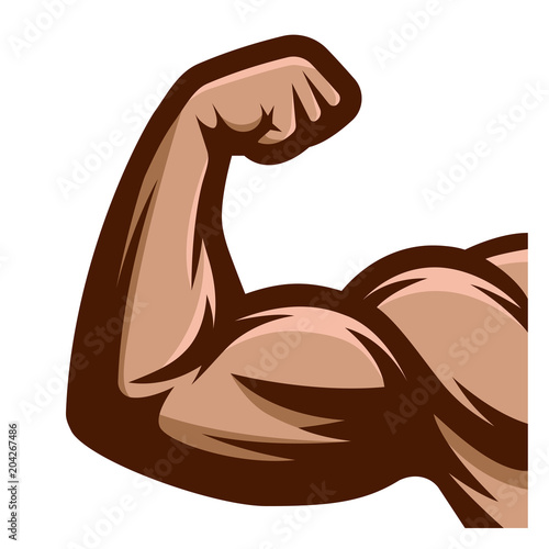 Fényképezés Muscle arms. Strong bicep icon