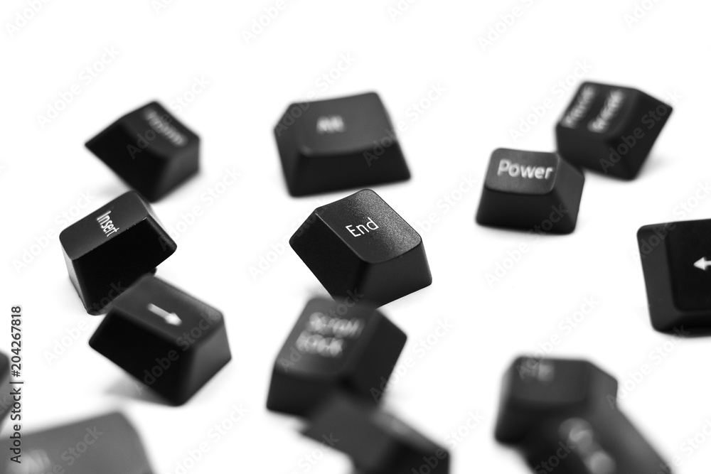end button of keyboard isolated on white background