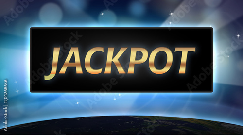 Jackpot graphic with cosmic space scenery