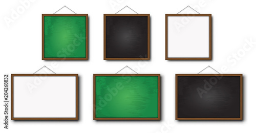 Set of realistic vector blackboard , greenboard and whiteboard
