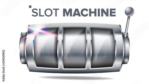 Slot Machine Vector. Silver Lucky Empty Slot. Big Win Banner Element. Spin Wheel. Fortune Jackpot Casino Illustration