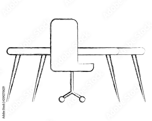 office chair with desk isolated icon vector illustration design