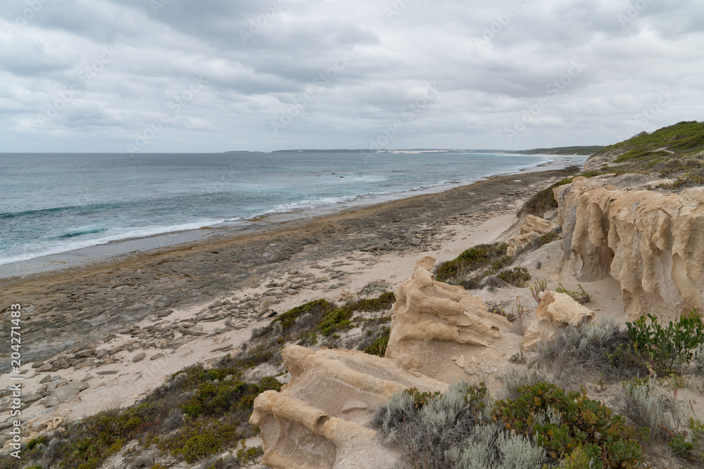 Nine Mile Beach close to Esperance on an overcast day, Western Australia