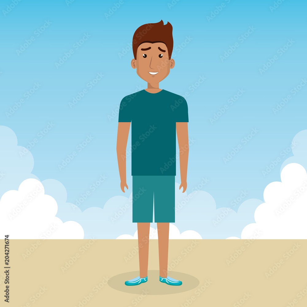 young man in the landscape character scene vector illustration design young man in the landscape character scene vector illustration design