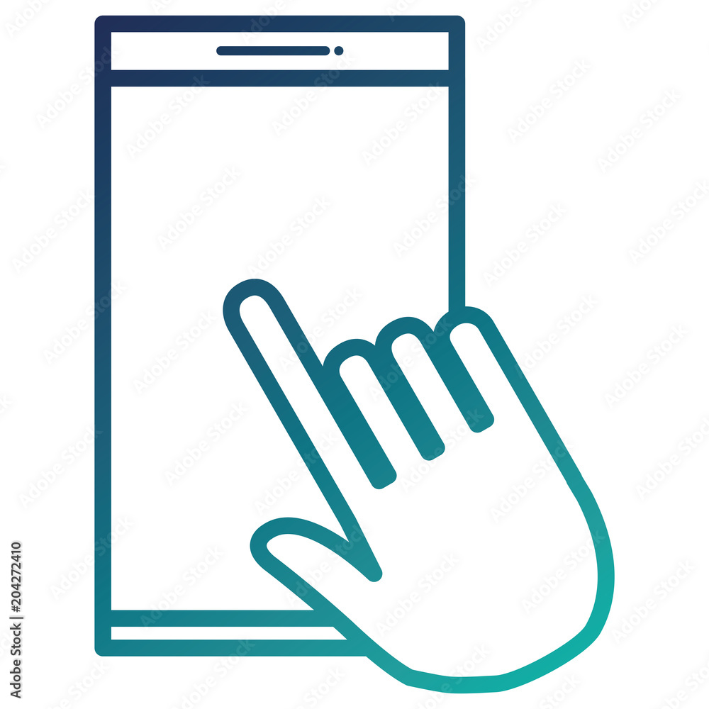 Obraz premium hand with smartphone device isolated icon vector illustration design