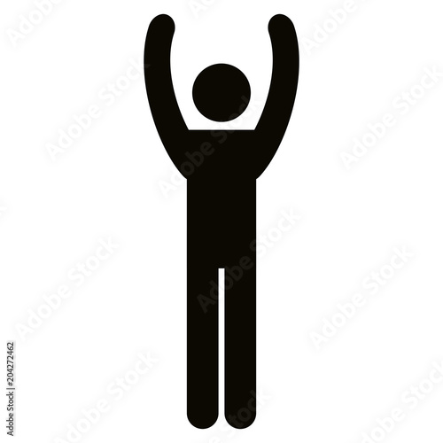 figure human with hands up silhouette avatar vector illustration design