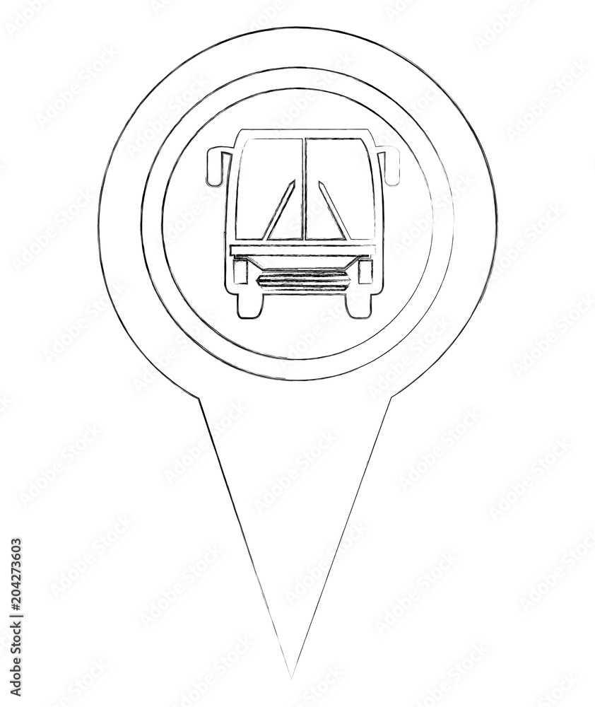bus station pointer gps navigation location image vector illustration sketch