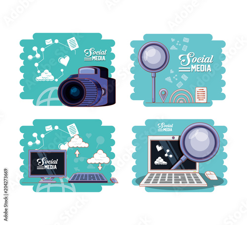 social media marketing icons vector illustration design photo