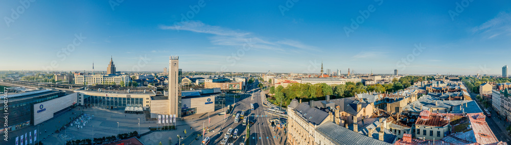City Riga center drone sphere 360 vr view