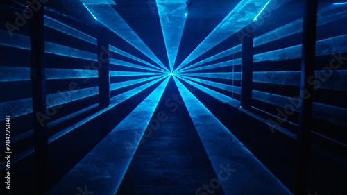 Wide-beamed blue laser light tunnel background