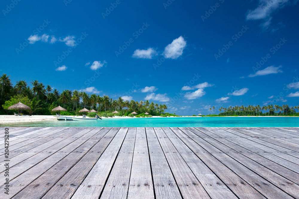 Exotic beach background. Summer travel and tourism, vacation destination concept.