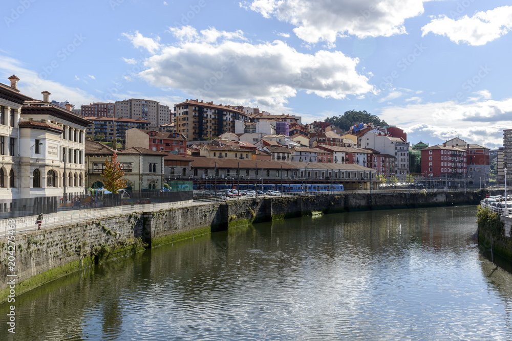 Ria del Nervion in Bilbao Spain from the San Anton bridge