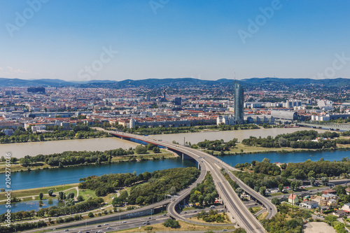 View from Danube Tower in Vienna towards Millenium Tower