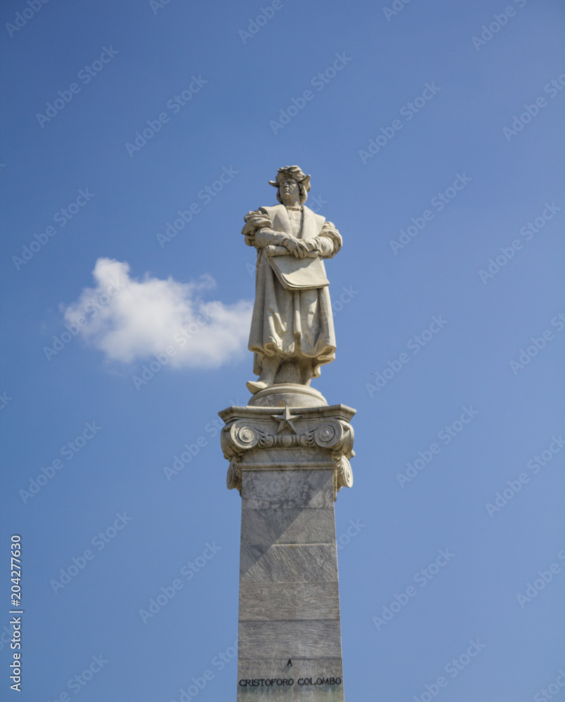 Columbus and sky background. Buenos Aires, Argentina