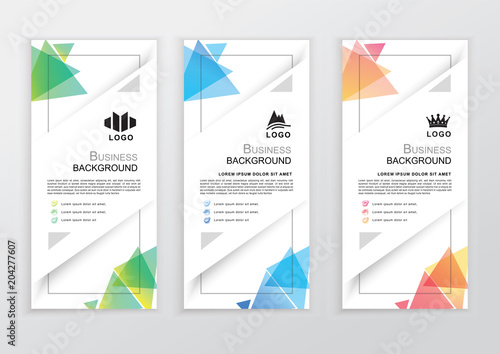 Set of business colorful banners. Triangle elements on white background