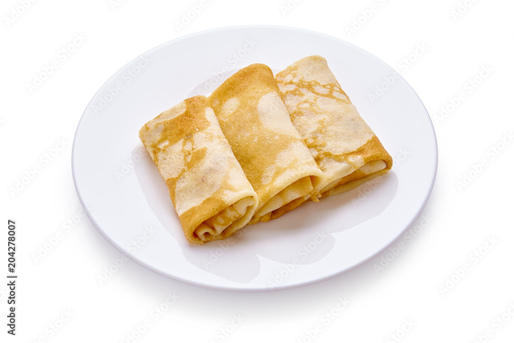 pancakes with cheese are isolated on a white background pancakes with cheese are isolated on a white background