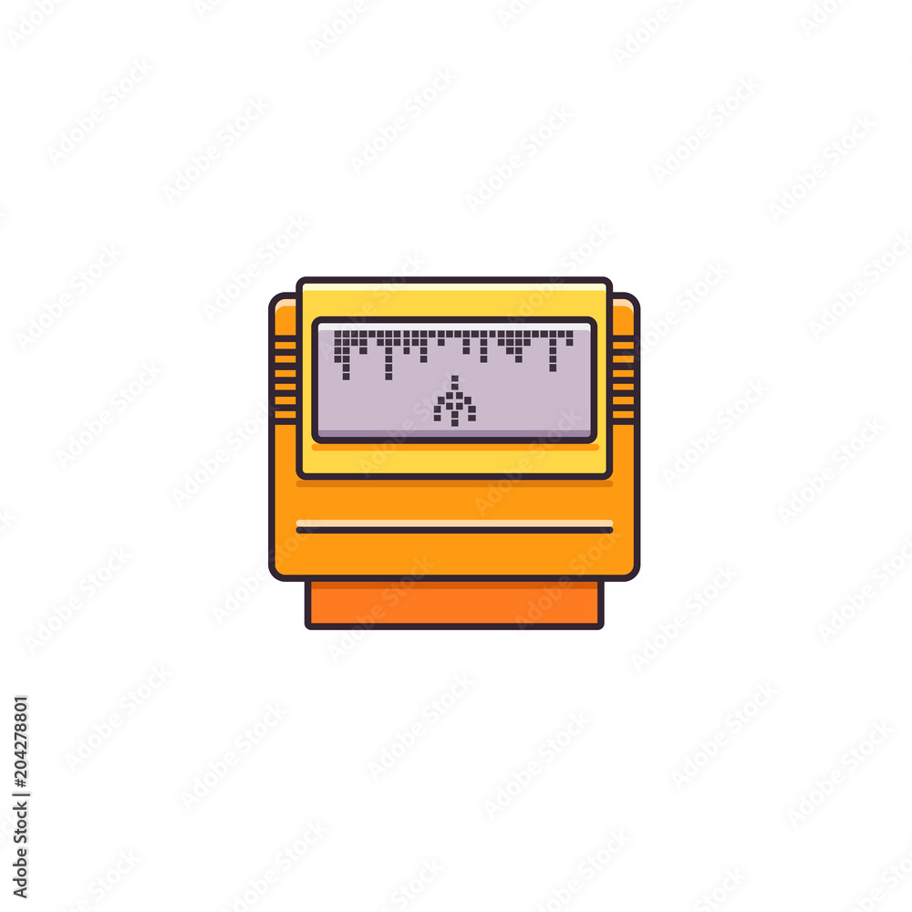 Game cartridge -flat color line icon on isolated background.Gaming ROM card for videogame consoles - vector sign, symbol, element, pictogram. Game cartridge -flat color line icon on isolated background.Gaming ROM card for videogame consoles - vector sign, symbol, element, pictogram.