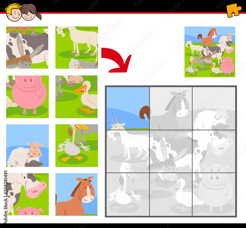 jigsaw puzzles with farm animal characters