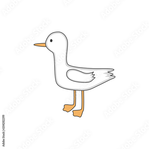 Colorful seagull bird vector illustration. Sea gull icon in flat design. Seabird isolated on white background.