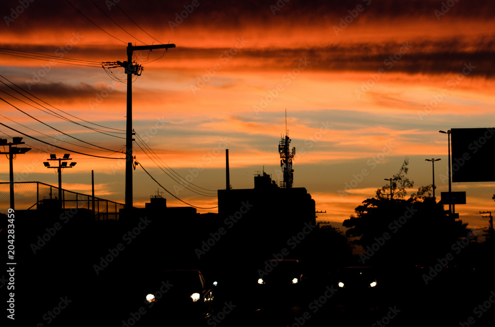 Sunset at brazillian city