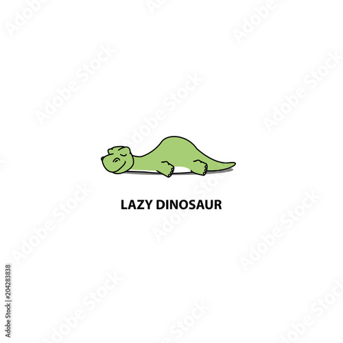 Lazy dinosaur, cute apatosaurus sleeping icon, logo design, vector illustration