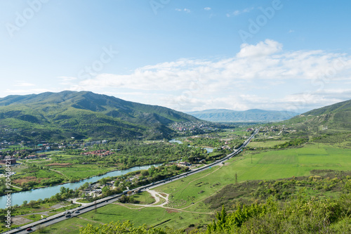 Mountainous Georgia,  road through the valley of the Aragvi River to the city of Mtskheta.