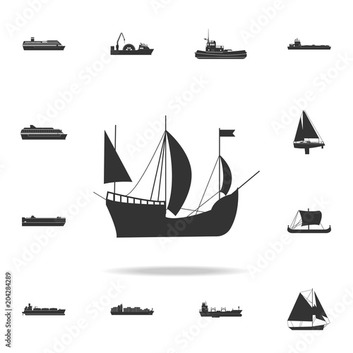Sailboat icon. Detailed set of water transport icons. Premium graphic design. One of the collection icons for websites, web design, mobile app