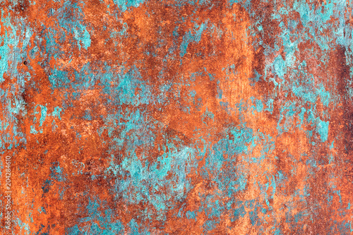 Abstract red blue background, rusty metal photo
