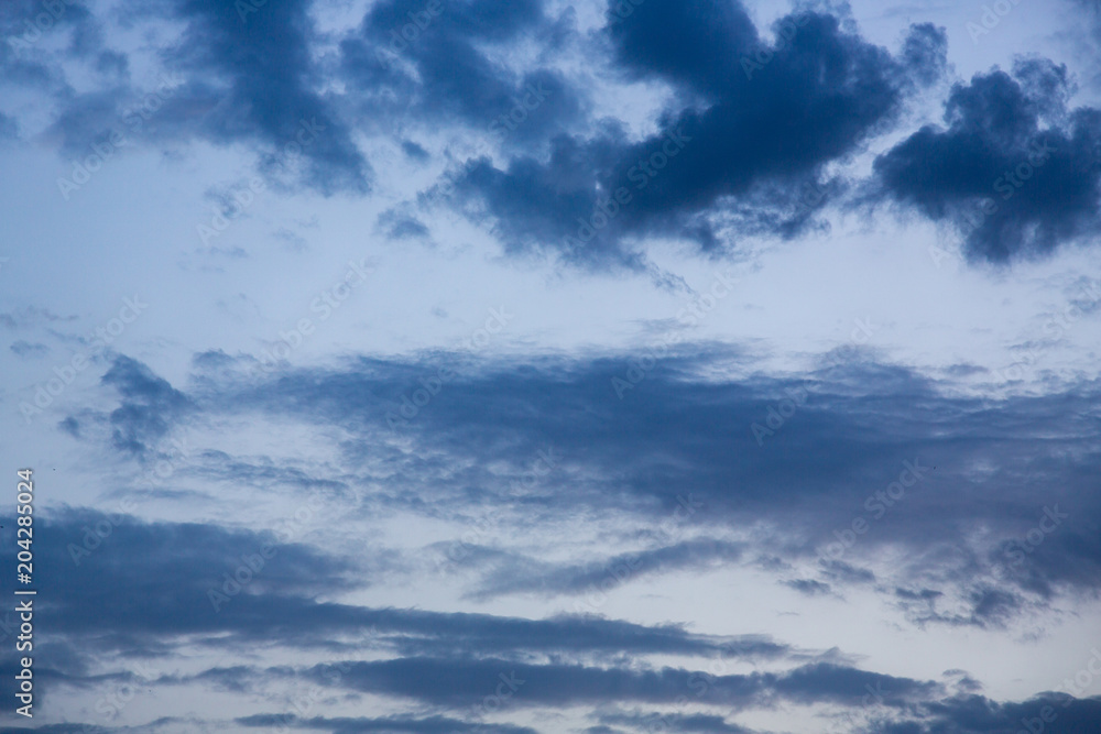 evening dark blue clouds. background.