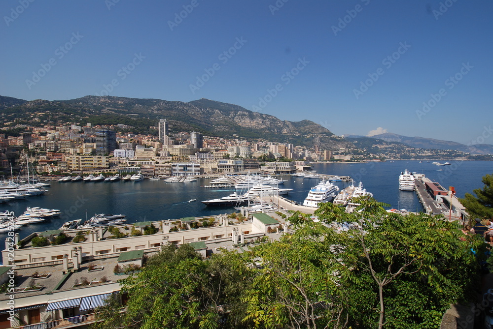 Fototapeta premium Port de Fontvieille; city; sky; marina; sea