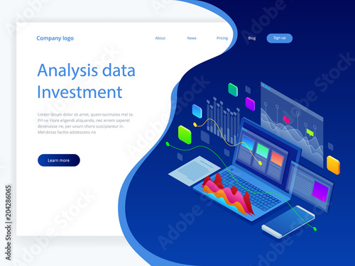 Isometric Analysis data and Investment. Stack of documents with an official stamp and pencils in a glass. A method for working in the office. Bureaucracy concept. Flat style vector illustration