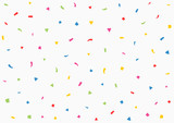 Horizontal background with color confetti. White, blue, red, green, yellow, purple.