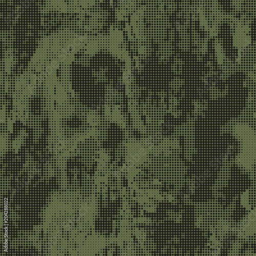 Abstract military or hunting camouflage background. Seamless pattern. Green dots shapes. Camo.