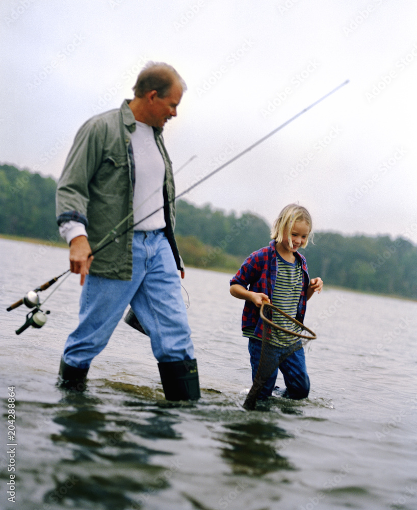 Father and daughter going fishing Father and daughter going fishing