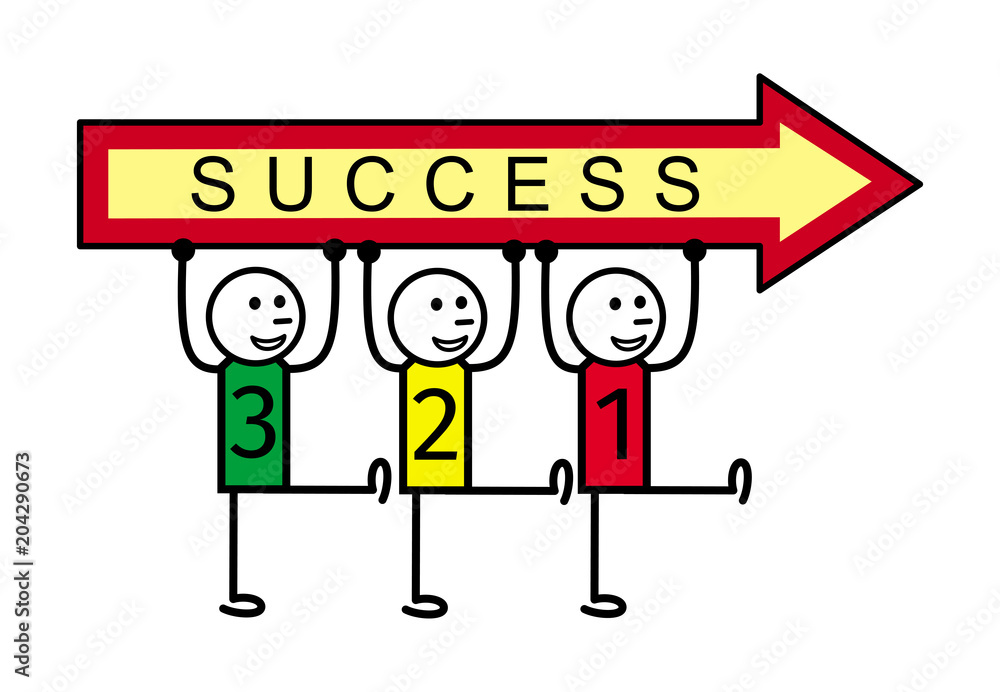 3 little men carry an arrow with the inscription Success. A metaphorical drawing. Vector graphics. 3 little men carry an arrow with the inscription Success. A metaphorical drawing. Vector graphics.