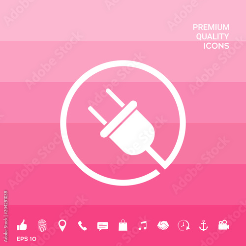 Plug in round icon